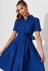Royal Blue Midi Shirt Dress by Annmarie